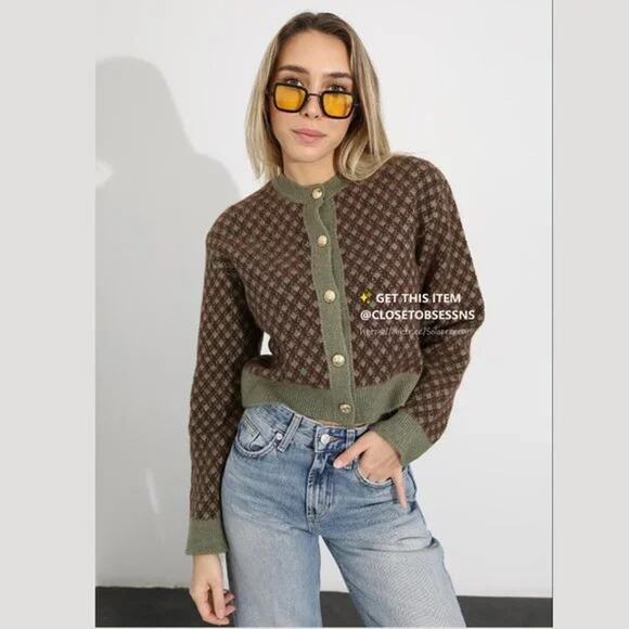 ZARA Rare Wool-Blend Knit Cardigan NWT – Gold Button Jacket – Size L - Picture 14 of 16